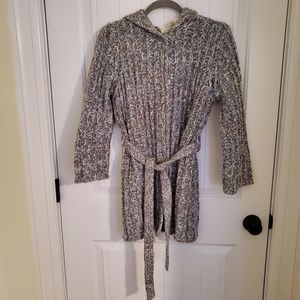 KENJI NATURAL WOMEN'S HAND KNIT LONG SLEEVE HOODED SWEATER W/BELT SIZE S